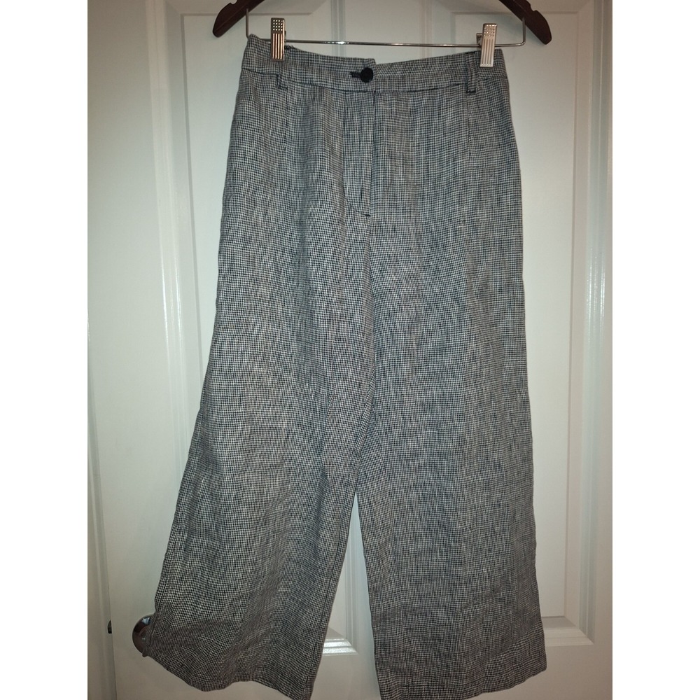 Reformation linen black‎ white cropped pants size 0